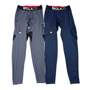 Wolaco Running Tights Mens Size Medium - Lot of 2 - Gray Blue Compression Active